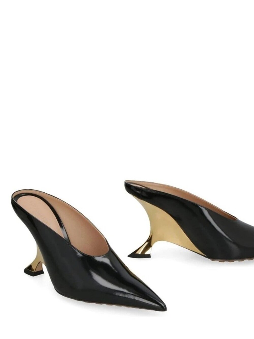 NEW! Bottega Veneta Black and Gold Rocket Heel Mules Size 7 - Picture 2 of 16